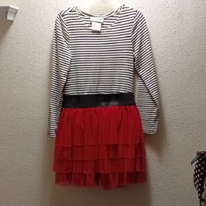 Jona Michelle Black and Red Striped Kids Dress Size 8